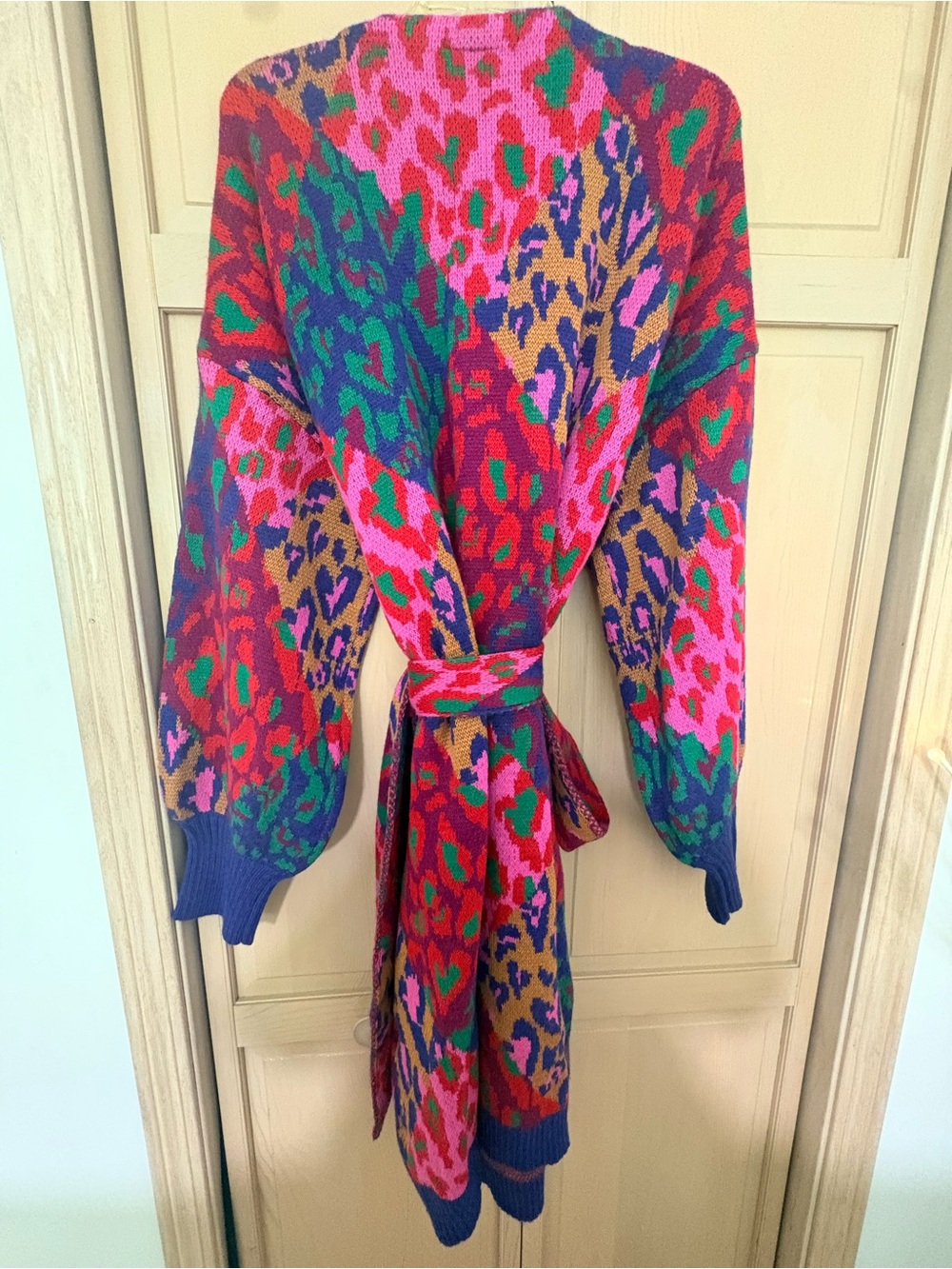 FARM Rio Bold Multicolor Leopard-Print Knit Cardigan with Tie - Picture 5 of 5